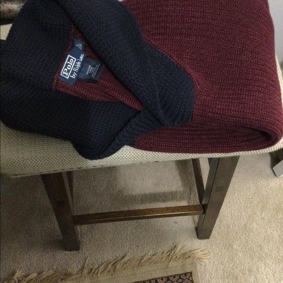 Polo sweater with collar with leather patches by Ralph Lauren size M - Picture 3 of 4